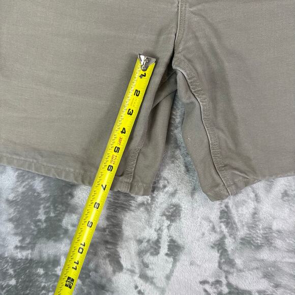 VTG Carhartt B25 DES tan duck canvas carpenter shorts leather patch mens 42 - Picture 5 of 6
